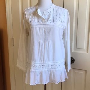 J. Crew White Eyelet Blouse. Size 4